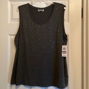 Grey embellished tank top